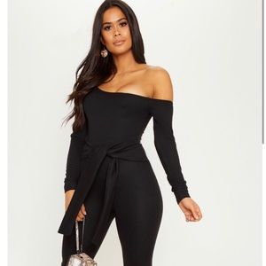 Pretty Little Thing Black Sweat Jumpsuit NWT